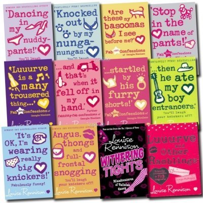 Collection of 12 Georgia Nicolson books by Louise Rennison, paperback young adult novels, featuring colorful cover art.