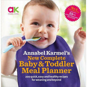 Annabel Karmel baby and toddler meal planner collection set with three colorful books on a white background.