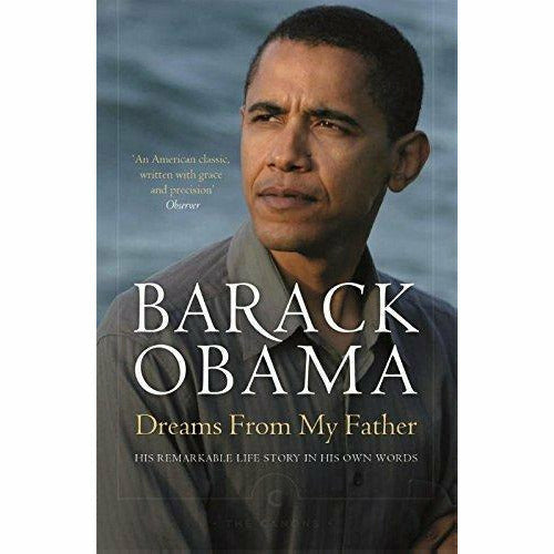 Set of two paperback books by Barack Obama, "Dreams From My Father" and "The Audacity of Hope," published by Canongate Books.