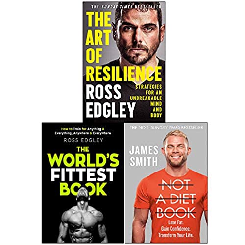 Collection of three non-fiction books including The Art of Resilience, The World's Fittest Book, and Not a Diet Book by HarperCollins.