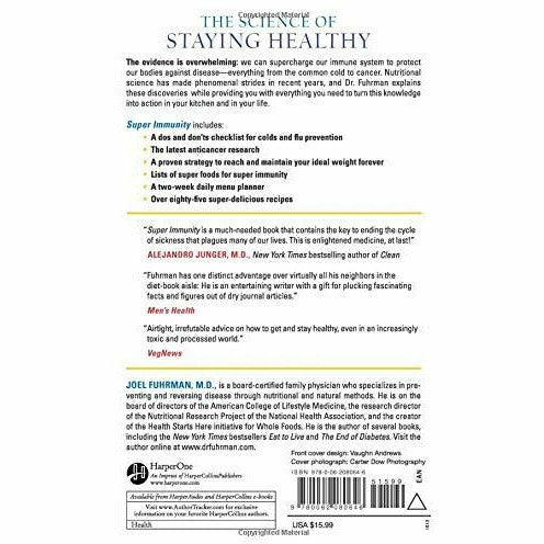 Paperback book titled "Super Immunity" by Dr. Joel Fuhrman, featuring a colorful cover on a white background.