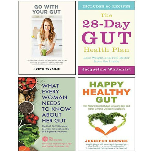 What Every Woman Needs to Know About Her Gut, Go with your Gut, Happy Healthy Gut, The 28-Day Gut Health Plan 4 Books Collection Set - The Book Bundle