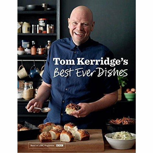 Hardcover copy of Tom Kerridge’s Best Ever Dishes featuring over 100 classic recipes, published by Bloomsbury Iota.