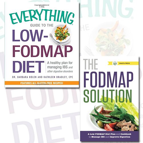 Two paperback books from Dr. Barbara Bolen's Low-FODMAP diet guide and solution collection, showcasing colorful covers.