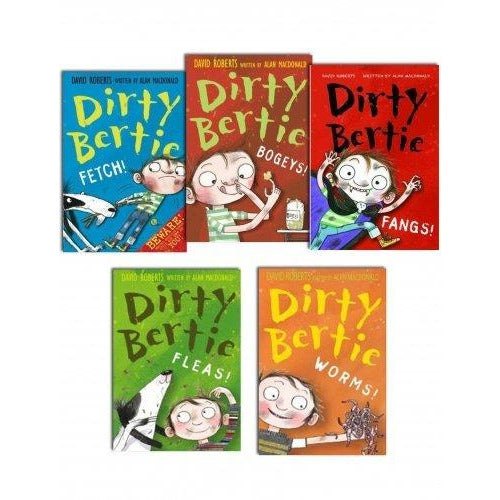 Dirty Bertie - Series 1 - David Roberts 10 Books Collection Set (Fangs, Fetch, Germs, Mud, Bogeys, Yuck, Burp, Pants, Fleas, Worms) - The Book Bundle