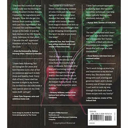 Hardcover of "No Crumbs Left" by Teri Turner, a non-fiction book with a clean, minimalist cover design.