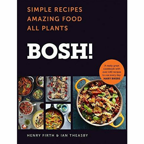 Set of three health and recipe books by Bosh, including simple recipes, weight loss tips, and healthy eating guides, by Iota Publishing.