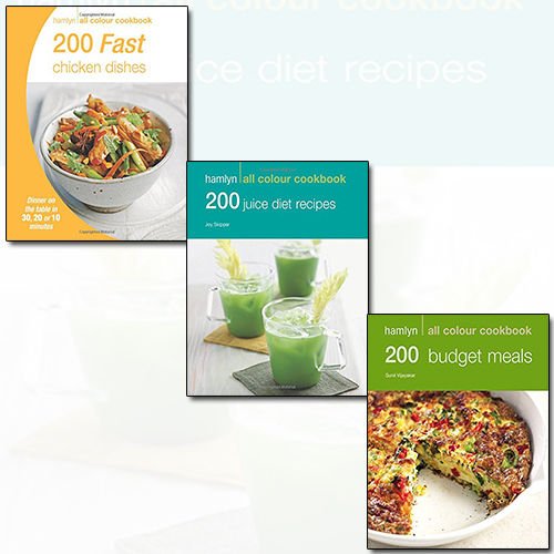 Hamlyn All Colour Cookbook 3-book collection set featuring colorful recipes by Alex Stetter, Joy Skipper, and Sunil Vijayakar.