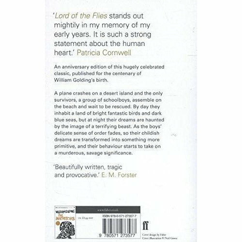 Paperback of Lord of the Flies Centenary Edition by William Golding, featuring a cover with dark and eerie artwork.