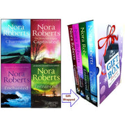 Set of four Nora Roberts fiction paperback books from Piatkus Books collection, featuring colorful cover art and varied titles.