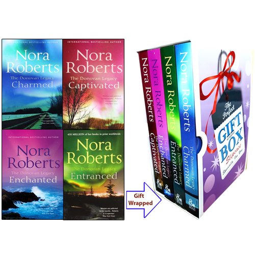 Set of four Nora Roberts fiction paperback books from Piatkus Books collection, featuring colorful cover art and varied titles.