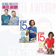 Joe Wicks Lean Machines book set featuring "Lean in 15" and "The Shape Plan" paperback collection in bluebird design.