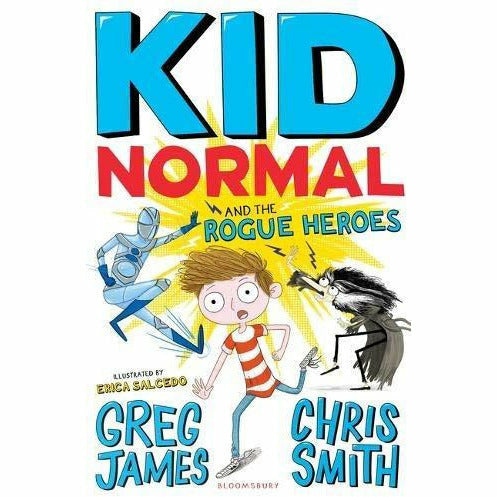 Set of three Kid Normal paperback books by Greg James and Chris Smith, featuring colorful covers from Bloomsbury Children's Books.