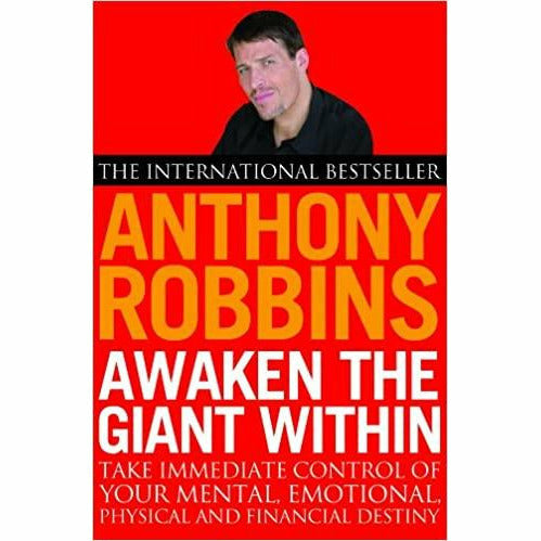 Paperback copy of "Awaken the Giant Within" by Tony Robbins, a non-fiction self-help book with a Simon & Schuster cover.