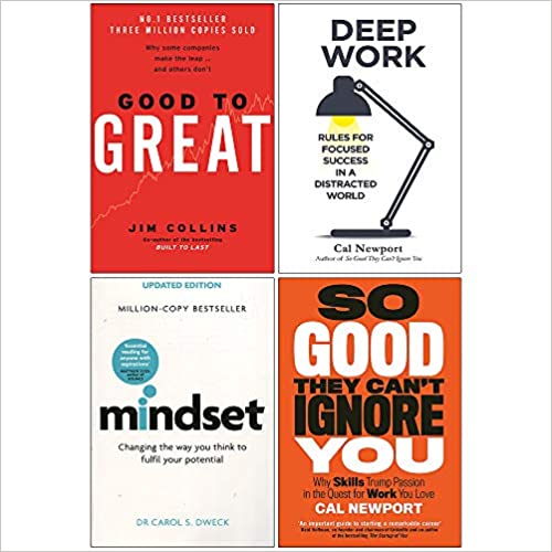 Good To Great [Hardcover], Deep Work, Mindset Dr Carol Dweck, So Good They Can't Ignore You 4 Books Collection Set - The Book Bundle