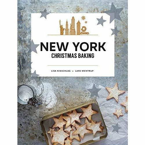 Set of three hardcover New York Christmas baking books by Lisa Nieschlag and Lars Wentrup, featuring recipes and holiday stories.