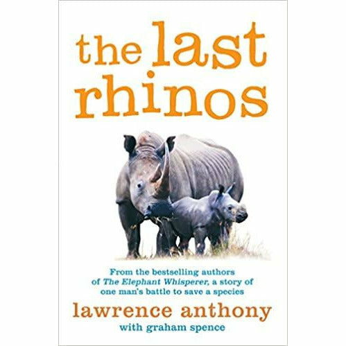 Lawrence Anthony 3-book collection set including The Elephant Whisperer, An Elephant in My Kitchen, and The Last Rhinos, displayed on a pan.