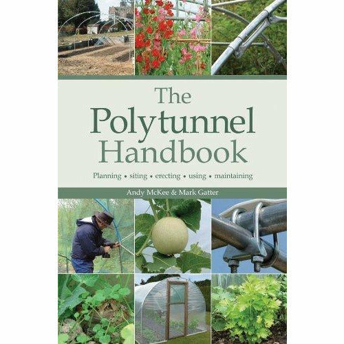 Two paperback books from the Polytunnel Collection by Joyce Russell, featuring guides on building and managing polytunnels.