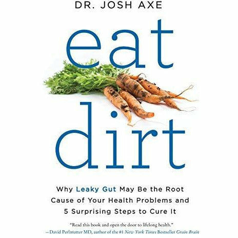 Set of four paperback health books including The 28 Day Gut Health Plan, Eat Dirt, and keto diet guides by Whitehart, Dr. Axe, and Iota.