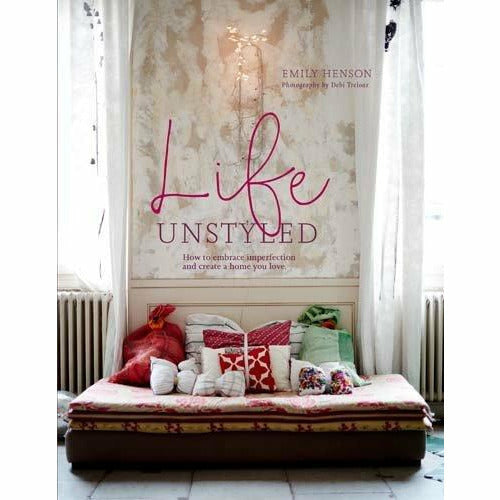 Set of three hardcover books by Emily Henson including Be Bold, Life Unstyled, and Bohemian Modern, featuring colorful covers.