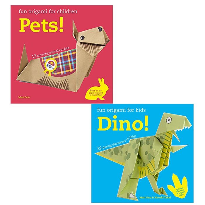 Fun Origami for Children: Pets & Dino 2 Books Set By Mari Ono & Hiroaki Takai - The Book Bundle