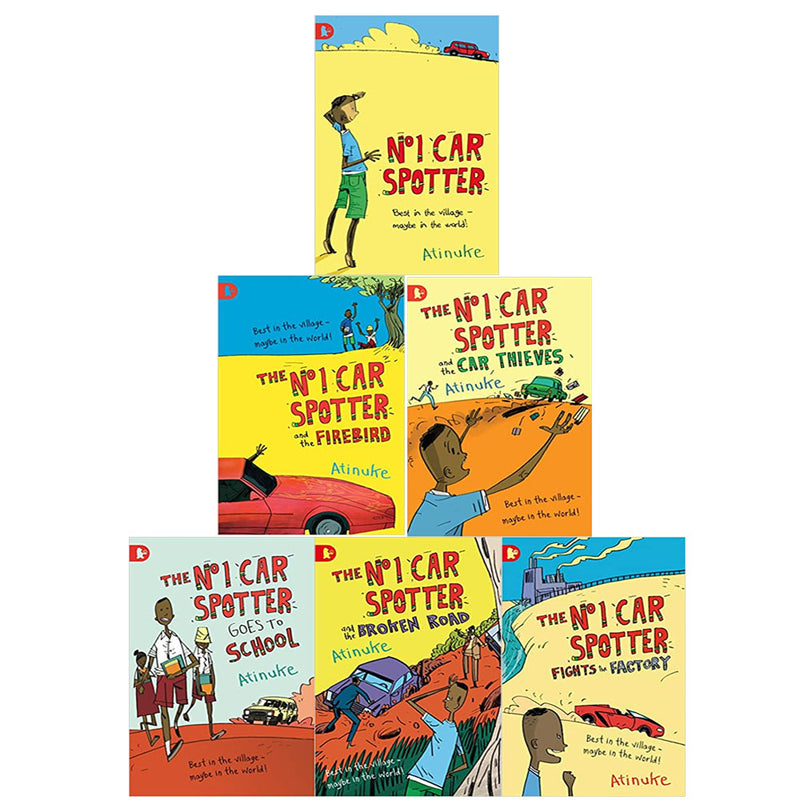 Collection of five Atinuke The No. 1 Car Spotter Series 6 books including No 1 Car Spotter, Firebird, Car Thieves, and Goes to School.