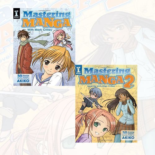 Two paperback books from the Mastering Manga with Mark Crilley collection by Mark Crilley, featuring manga drawing and instructional guides.