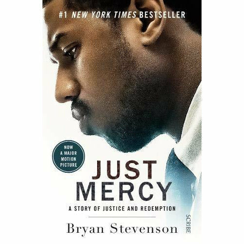 Set of two paperback non-fiction books, "Just Mercy" by Bryan Stevenson and "So You Want to Talk About Race" by Ijeoma Oluo, on a clean background.