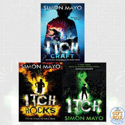 Three paperback books from The Itch Series 3 collection by Simon Mayo, young adult fiction, Corgi Children's edition.