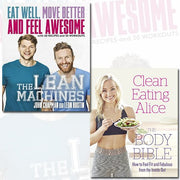 Set of two paperback books by John Chapman, The Lean Machines and Clean Eating Alice, focused on fitness and healthy eating.