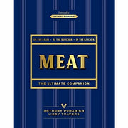 Hardcover of "Meat: The Ultimate Companion" by Anthony Puharich, featuring a detailed cover image with meat dishes and culinary illustrations.