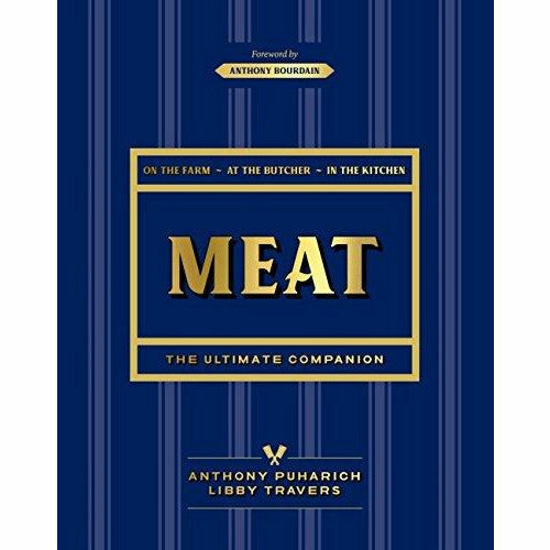 Hardcover of "Meat: The Ultimate Companion" by Anthony Puharich, featuring a detailed cover image with meat dishes and culinary illustrations.