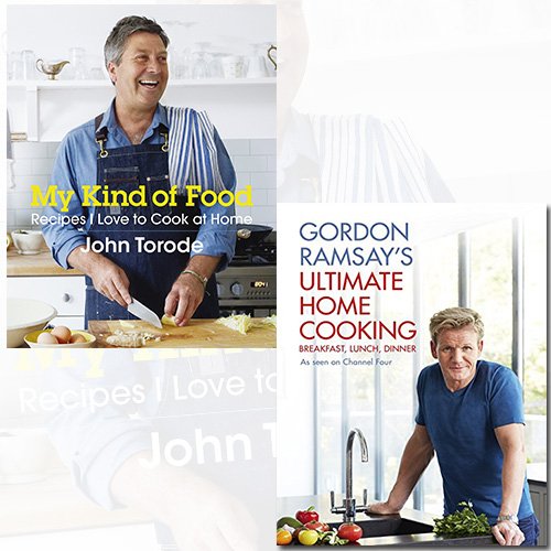 Gordon Ramsay's "My Kind of Food" and "Ultimate Home Cooking" hardcover books by John Torode, featuring colorful cover designs.