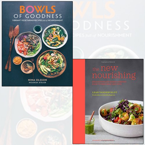 Two hardcover books from Nina Olsson's Bowls of Goodness & The New Nourishing collection set by Kyle Books, featuring colorful cover art.