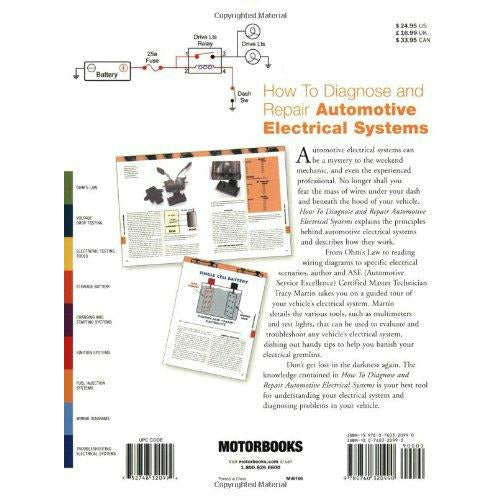 Paperback book titled "How to Diagnose and Repair Automotive Electrical Systems" by Tracy Martin, published by Motorbooks International.