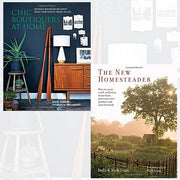 Set of two hardcover books from Chic Boutiquers at Home collection by Ellie Tennant and Bella & Nick Ivins, featuring homesteading tips.