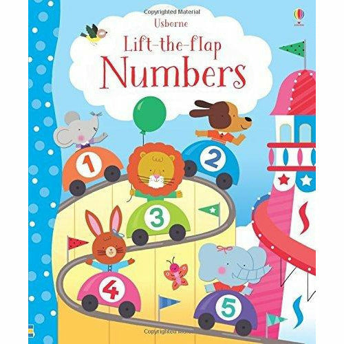 Usborne Lift-The-Flap 4 books set by Felicity Brooks, nonfiction children's books with interactive flaps and colorful illustrations.
