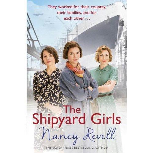Arrow paperback book set of The Shipyard Girls Series 6 by Nancy Revell, featuring colorful covers and shipyard-themed artwork.