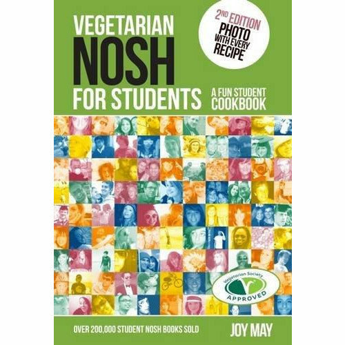 Set of three vegetarian cookbook books by Joy May & Spruce, featuring recipes for students and hungry cooks.