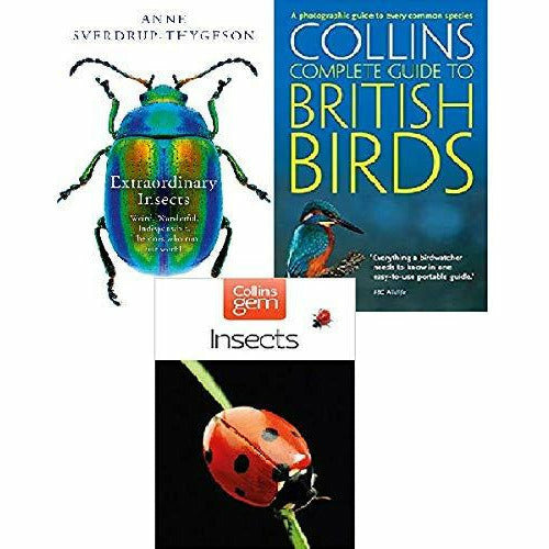 Extraordinary Insects(Hardback) and Insects (Collins Gem) and British Birds 3 Books Collection set - The Book Bundle
