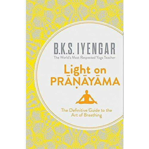 Collection of three yoga books by B. K. S. Iyengar, including The Tree of Yoga, Light on Yoga, and Light on Pranayama, in hardcover.