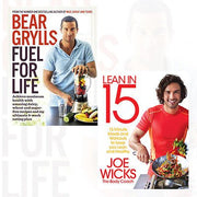 Bluebird paperback books by Joe Wicks, Lean In 15 and Fuel for Life collection, featuring colorful cover designs.