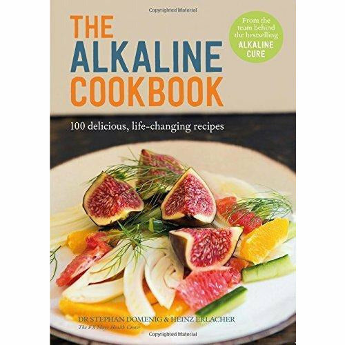 Set of two hardcover books, The Alkaline Cookbook and The Alkaline Cure, by The Book Bundle, featuring health and wellness tips.
