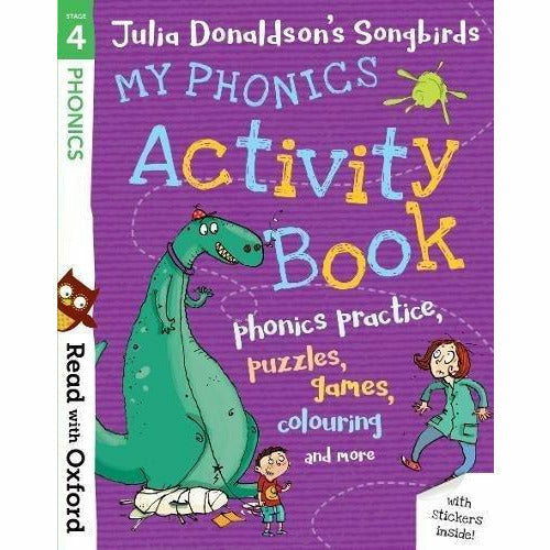 Set of four Oxford Read With Oxford My Phonics Activity Books by Julia Donaldson, stages 1 to 4, for early reading and phonics practice.
