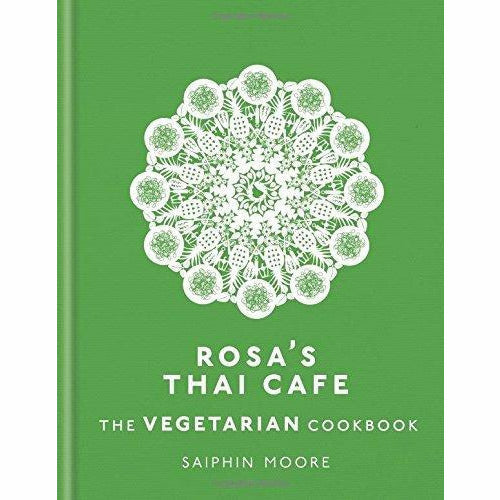 Set of four hardcover cookbooks including Ready Steady Glow and Rosa's Thai Café by Sabrina Ghayour, featuring vibrant cover designs.