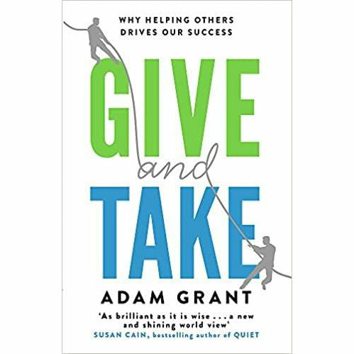 Paperback of Give and Take by Adam Grant, a non-fiction book on helping others and success, with a blue and white cover design.