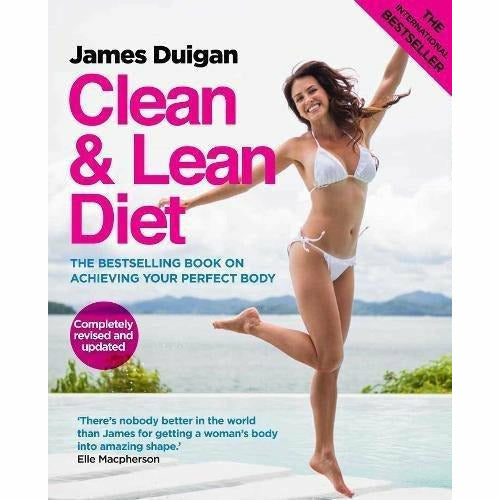 Clean and Lean Diet Cookbook Collection by James Duigan, set of four paperback books with colorful covers on a white background.