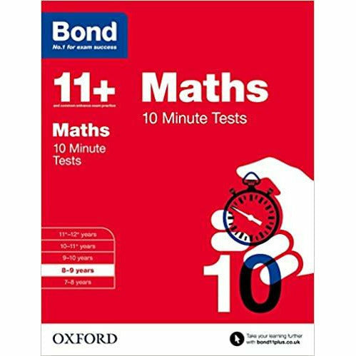 OUP Oxford Bond 11+ Maths 10 Minute Tests workbook for 8-9 years, paperback with practice questions by Sarah Lindsay.