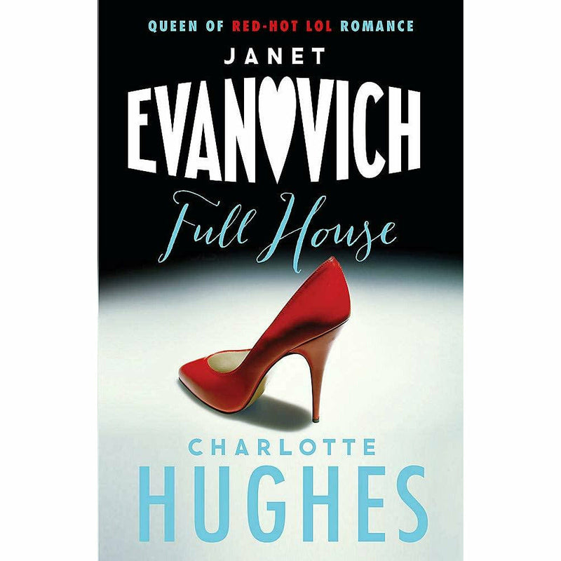 Full series of four Janet Evanovich books including Full House, Full Tilt, Full Speed, and Full Blast, arranged on a shelf.
