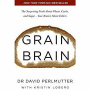 Pair of paperback books by David Perlmutter titled "Grain Brain" and "Sugar Your Brain's Silent Killers" in a Yellow Kite collection.